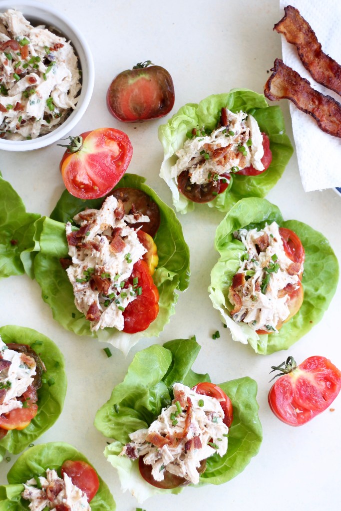 BLT Chicken Salad Lettuce Wraps. Healthy lunch ideas
