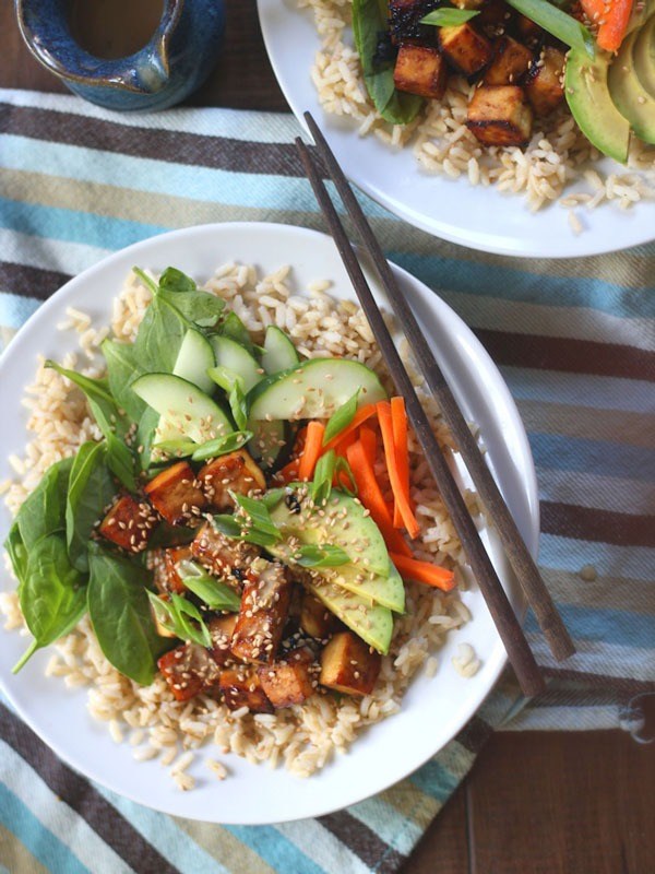 Baked Tofu Sushi Bowl.