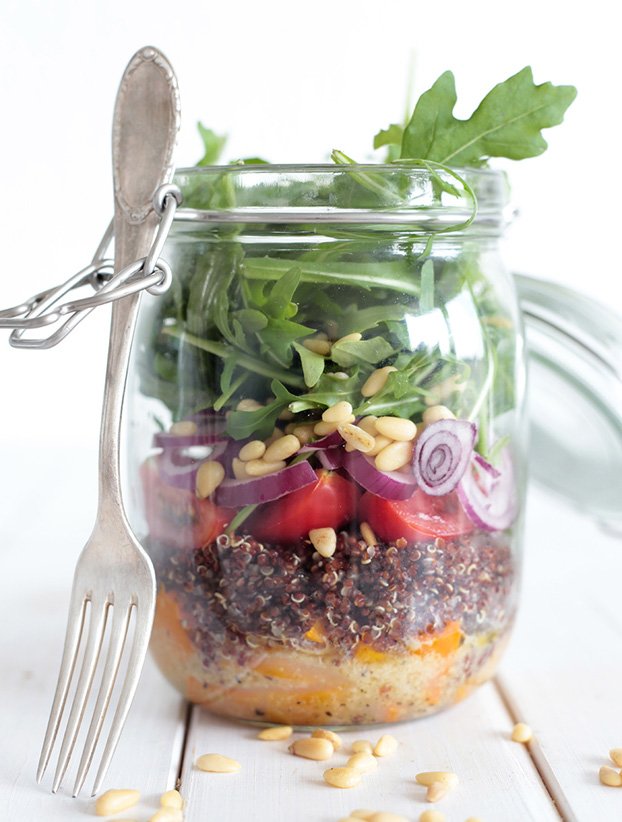 Butternut Squash and Quinoa Mason Jar Salad.