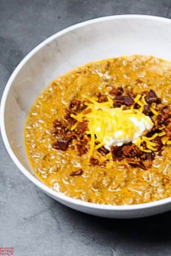 Cheeseburger Soup with Bacon.