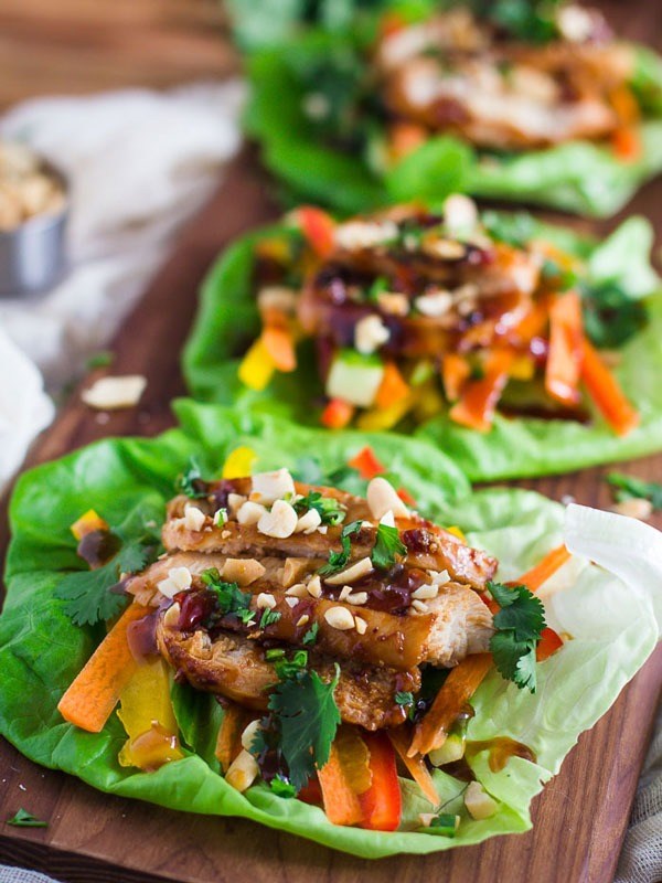 Chicken Satay Lettuce Wraps.