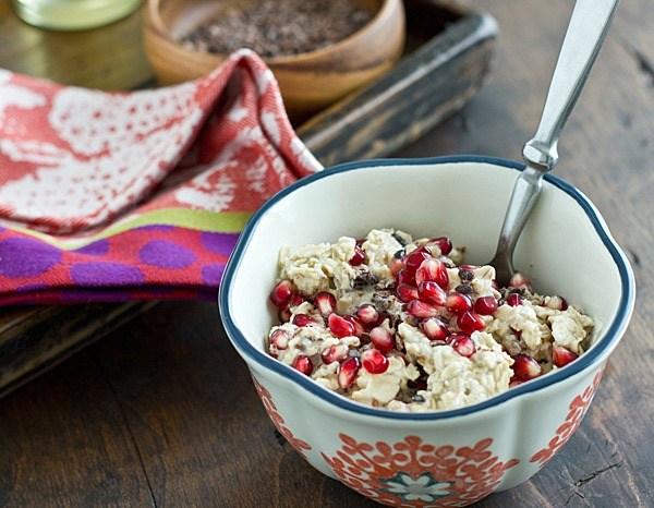 Cocoa Nib and Pomegranate Overnight Oats.