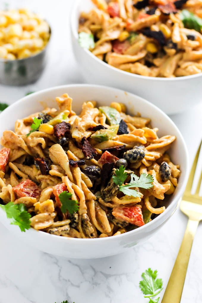 Creamy Vegan Mexican Pasta Salad.