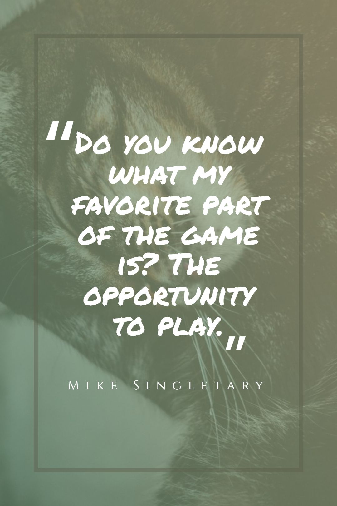 Do you know what my favorite part of the game is The opportunity to play.