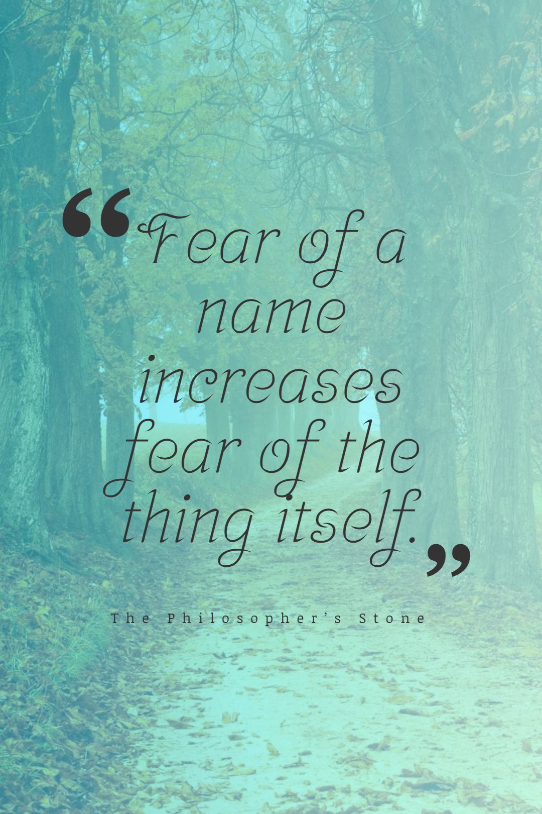 Fear of a name increases fear of the thing itself.