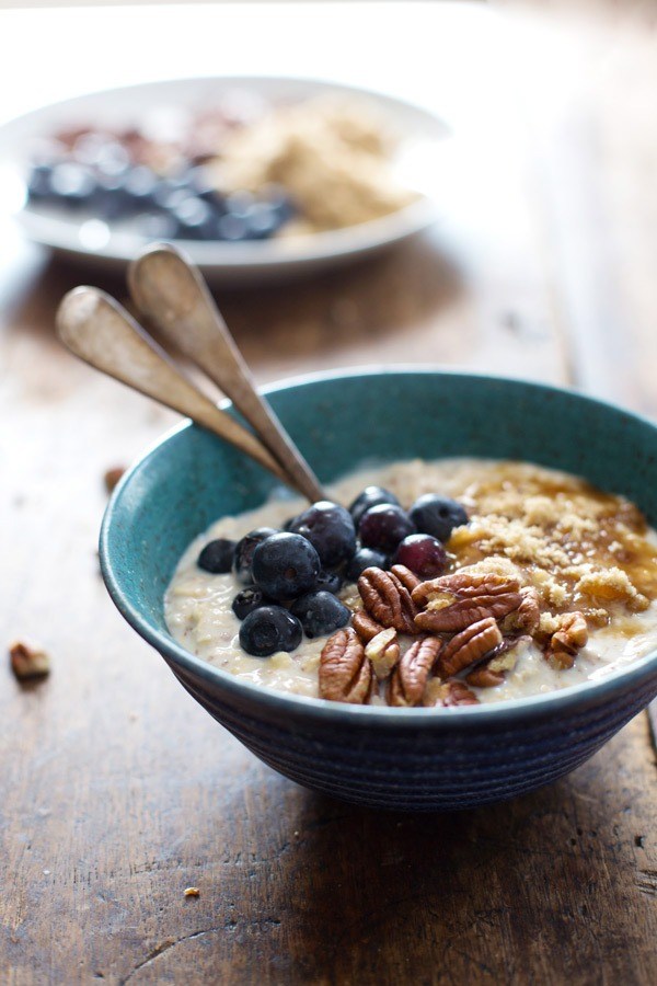 Flax, Blueberry, and Vanilla Overnight Oats.