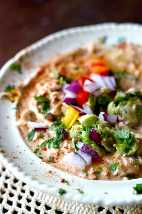 Keto Crockpot White Chicken Chili.