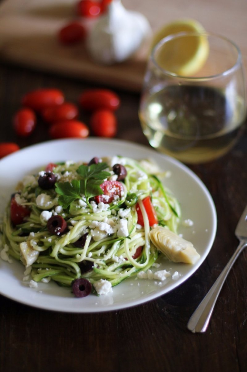 Mediterranean Zucchini Noodle Pasta.