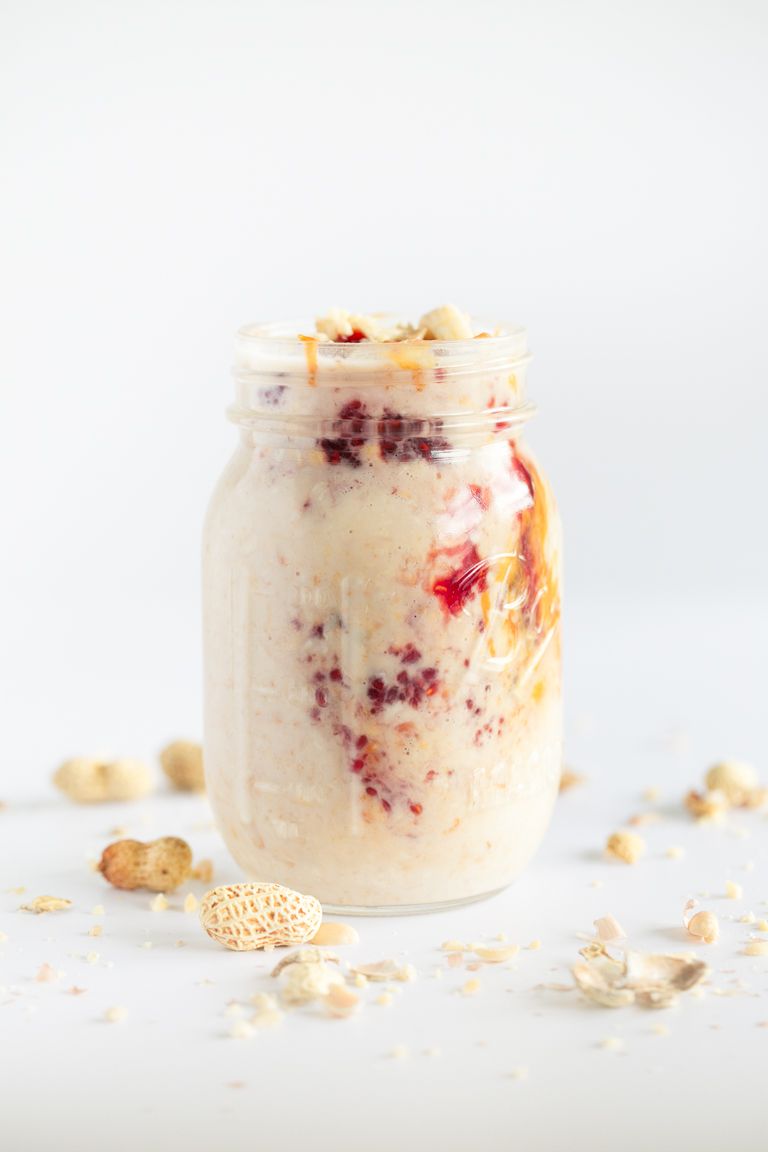 Peanut Butter and Jelly Overnight Oats.