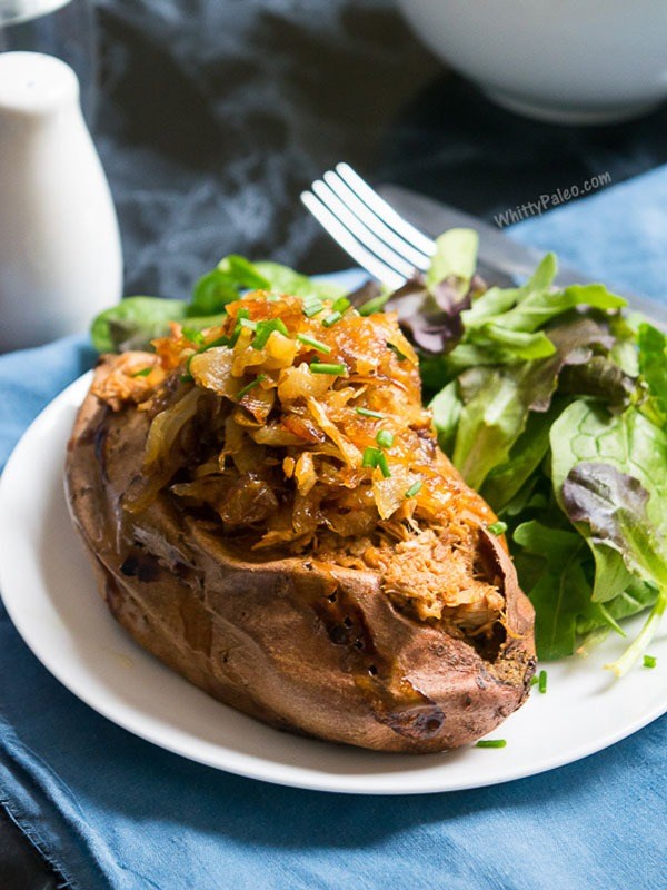 Pulled Pork Stuffed Sweet Potato.