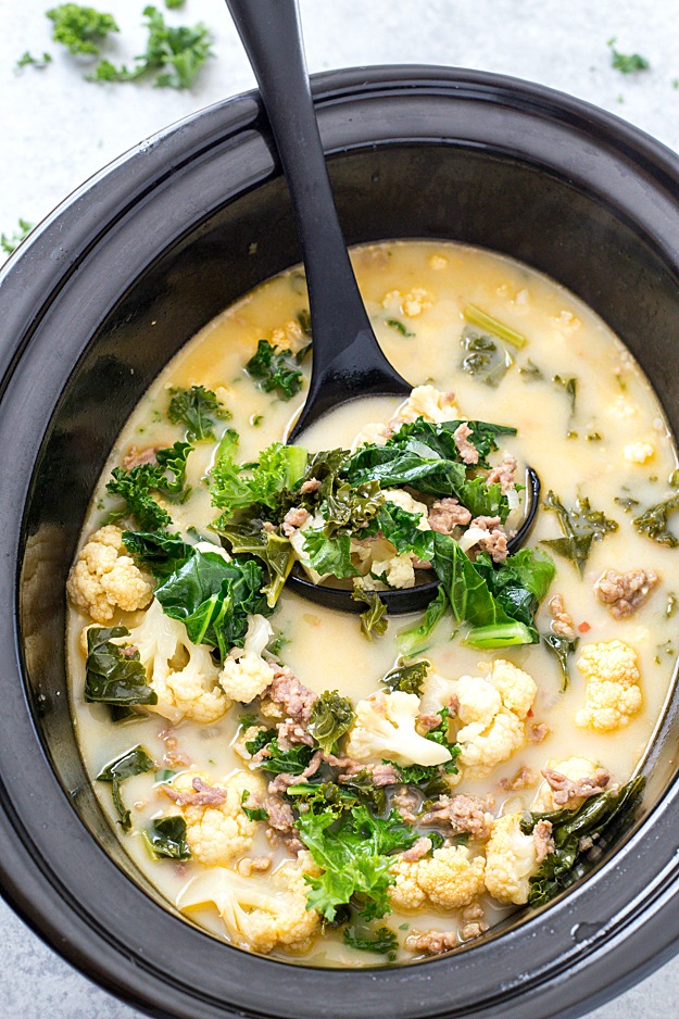 Slow Cooker Low Carb Zuppa Toscana Soup