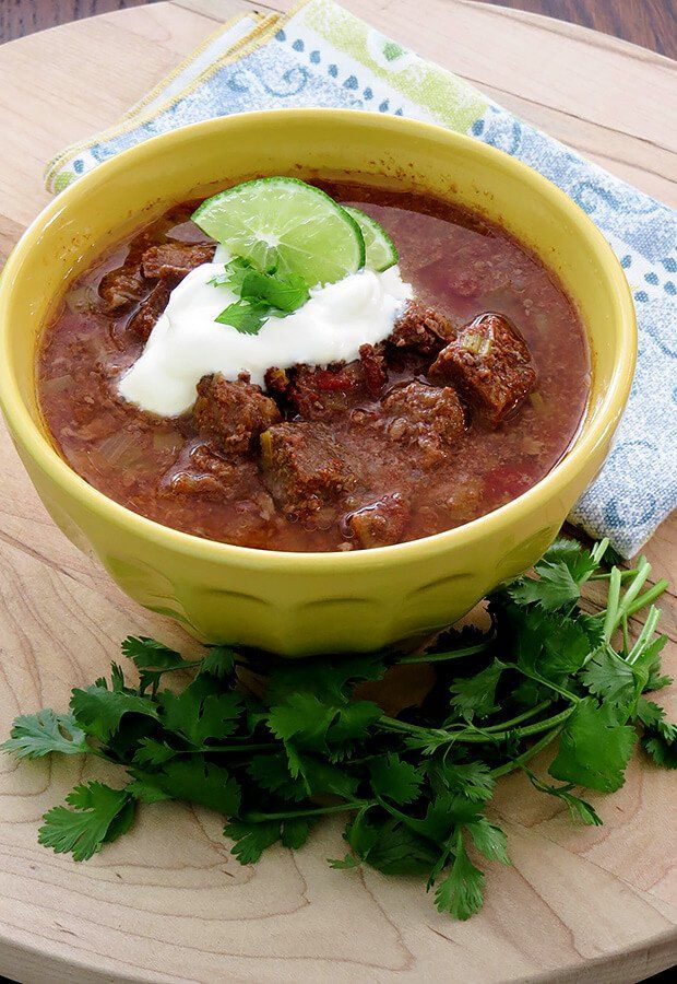 Slow Cooker Steak Lovers Chili.