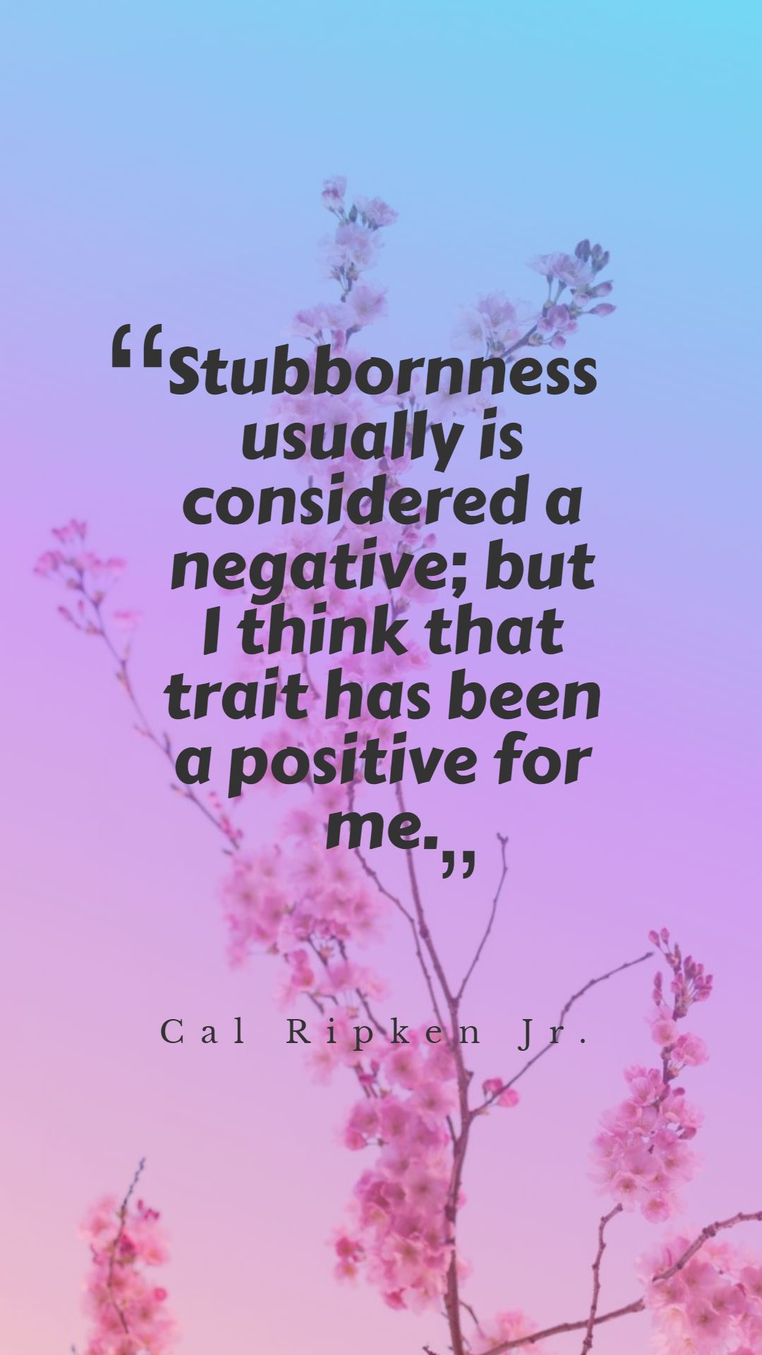 Stubbornness usually is considered a negative but I think that trait has been a positive for me.