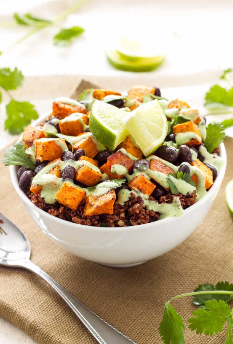 Sweet Potato And Black Bean Quinoa Bowls.