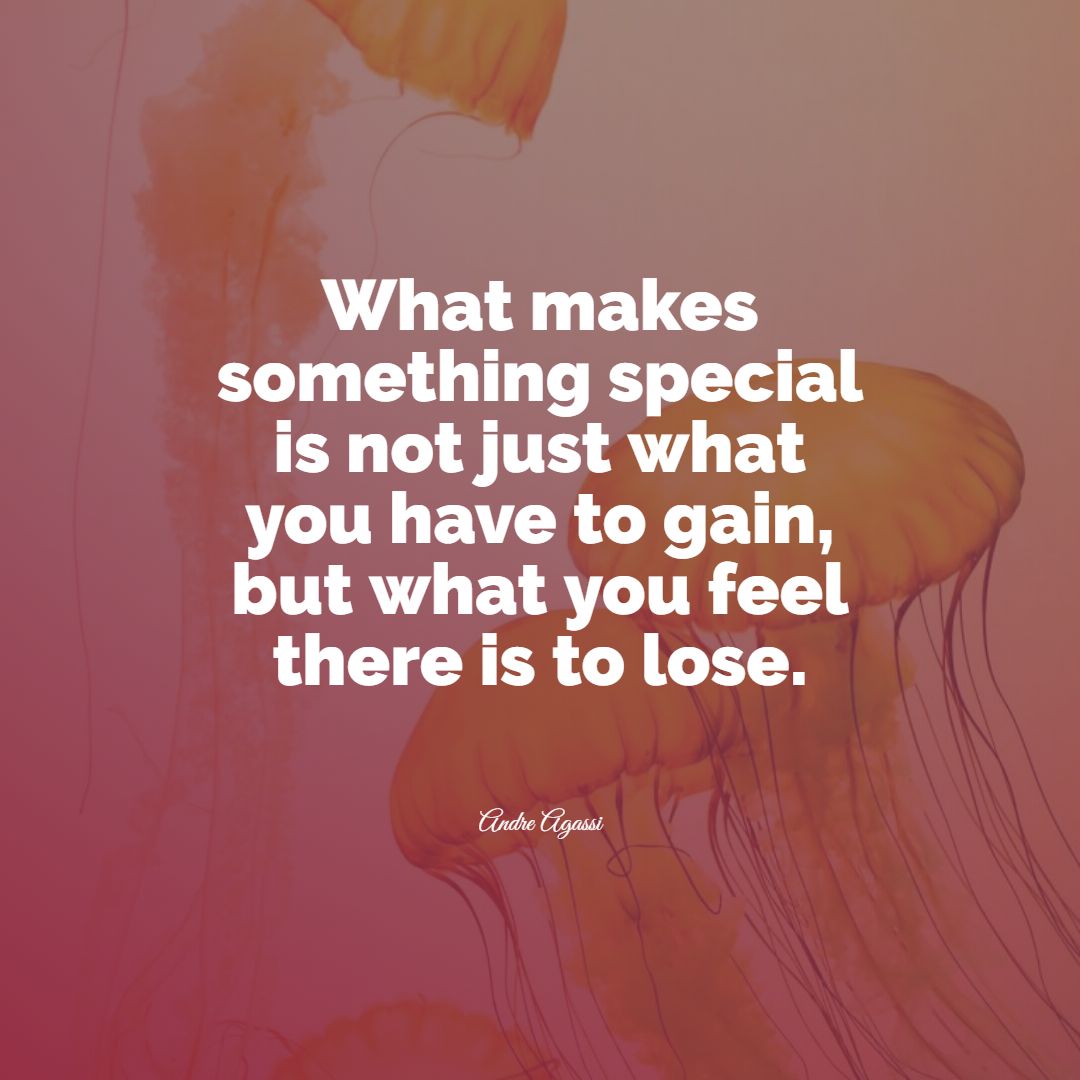 What makes something special is not just what you have to gain but what you feel there is to lose.