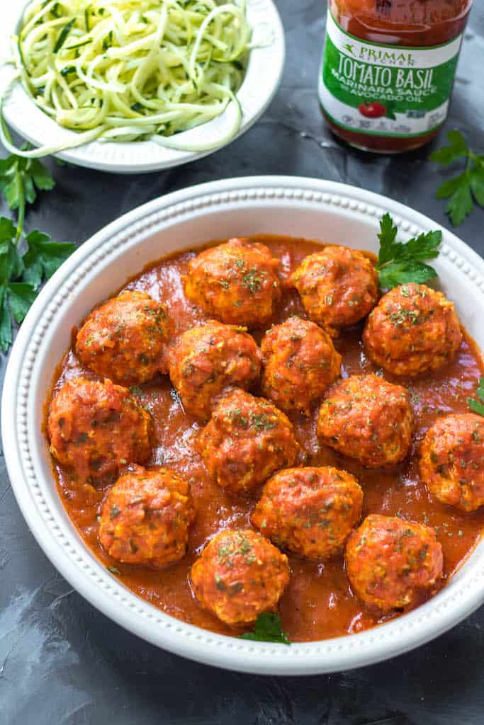 CHICKEN MEATBALLS AND MARINARA.