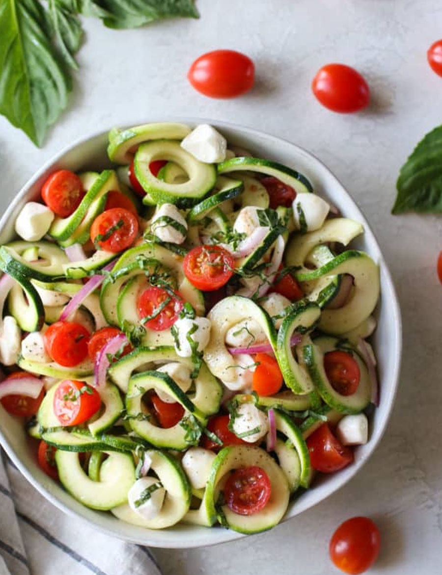 Caprese Zucchini Salad with Balsamic Vinaigrette. Summer Dinner Recipes