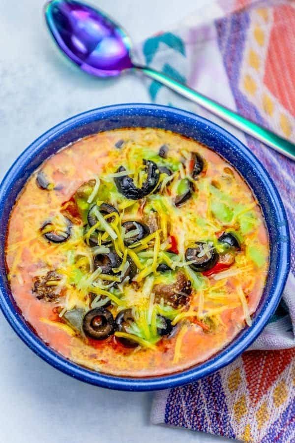 Cheesy Steak Taco Soup Recipe.