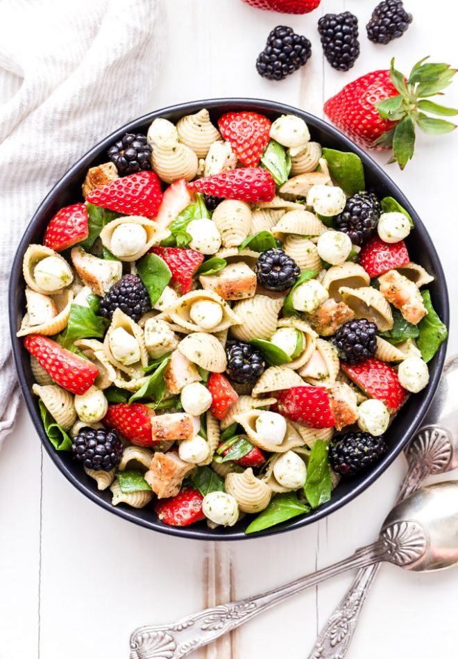 Chicken and Berry Pesto Pasta Salad