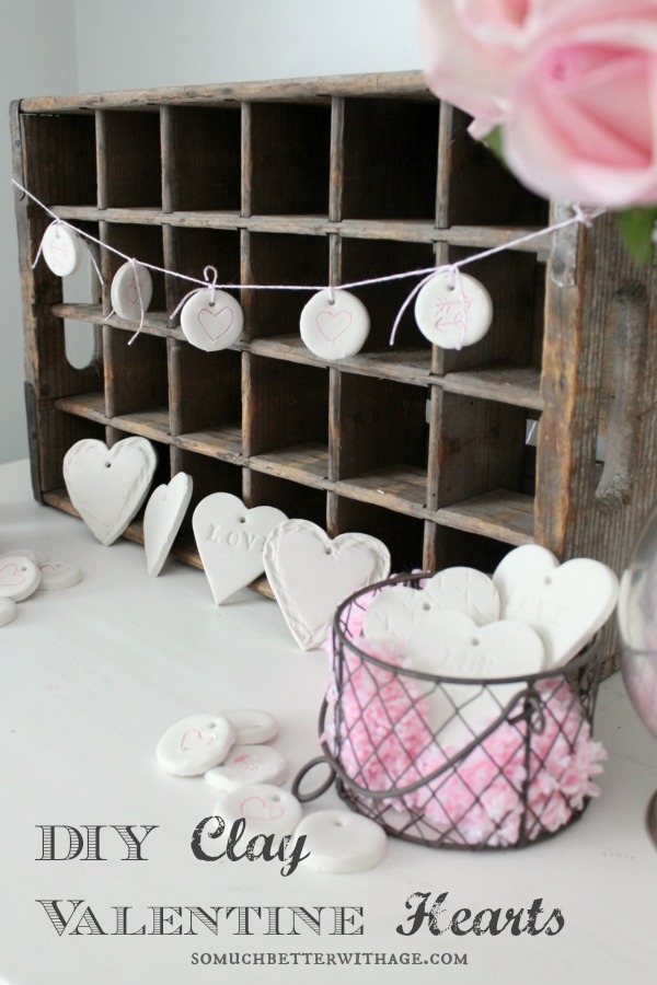 DIY Clay Valentine Hearts and Garland at So Much Better With Age Rustic Valentine’s Day Decoration 