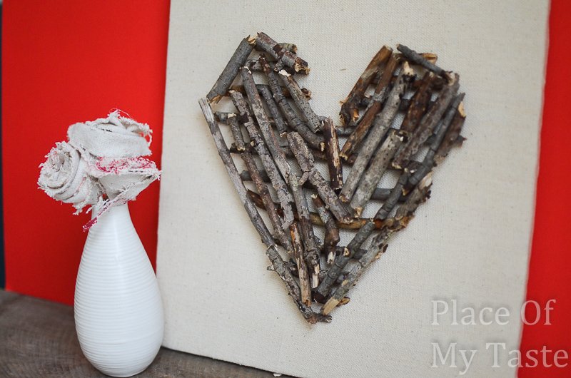 DIY Stick Heart Wall Art at Place of My Taste