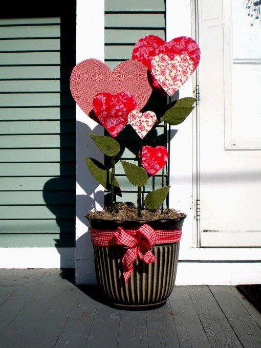Faux Outdoor Valentine’s Day Decor Plant.