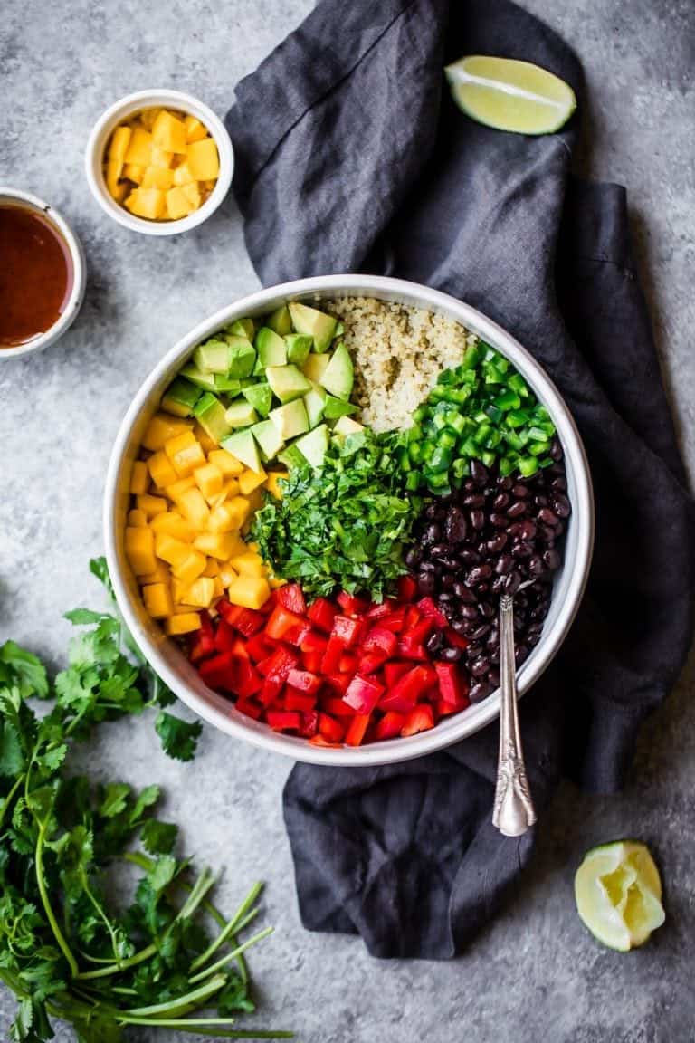 Fiesta Mango Black Bean Quinoa Salad. Salad Recipes for Summer that are healthy
