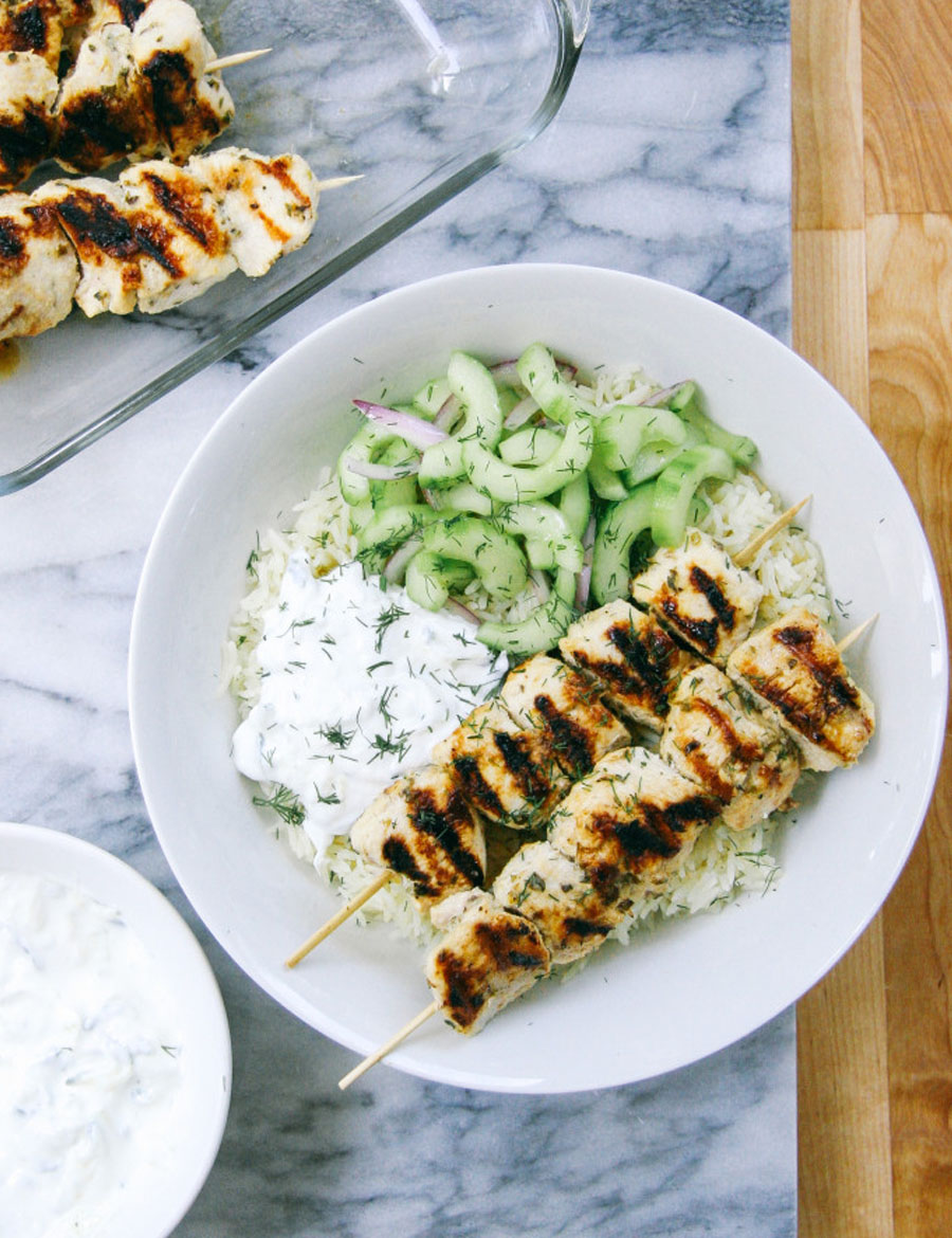 Grilled Chicken Kebab Bowls.