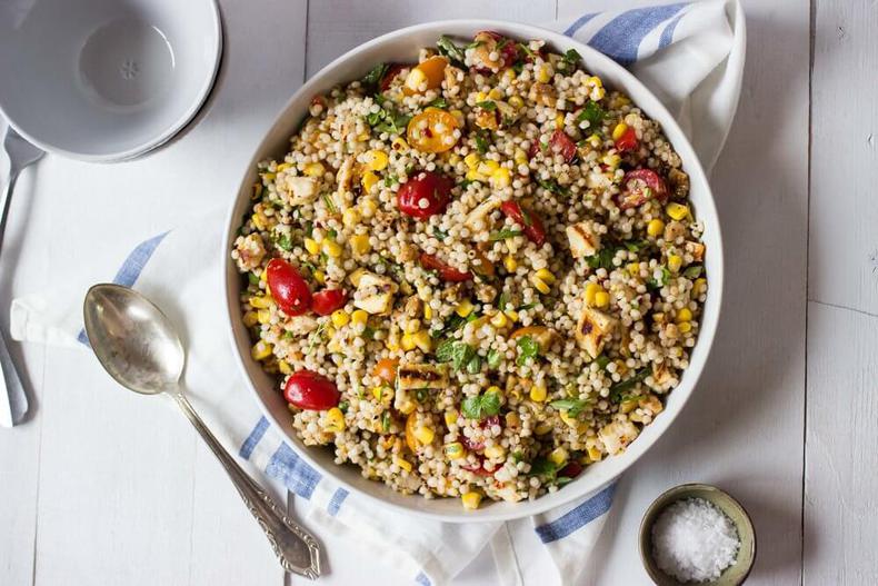 Grilled Haloumi & Pearl Couscous Salad via The Verdigris