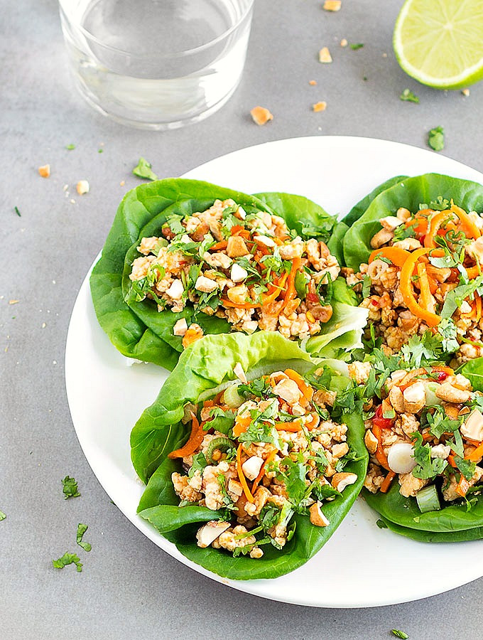 Healthy Asian Chicken Lettuce Wraps.