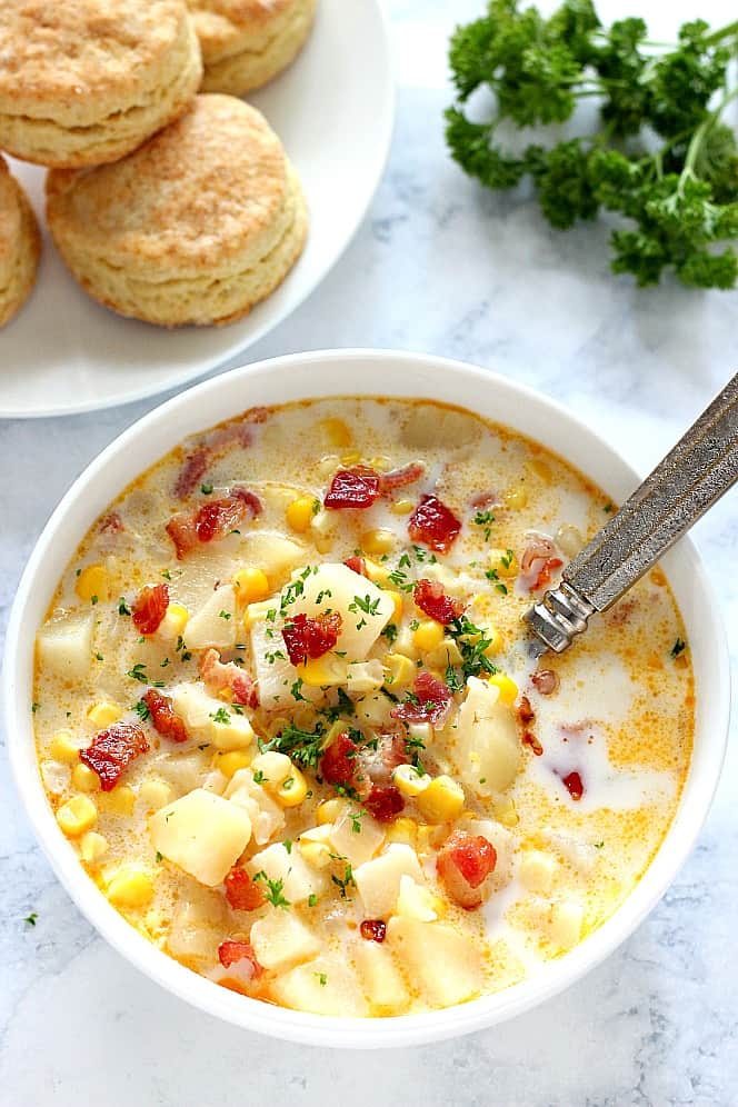 INSTANT POT CORN CHOWDER WITH BACON RECIPE