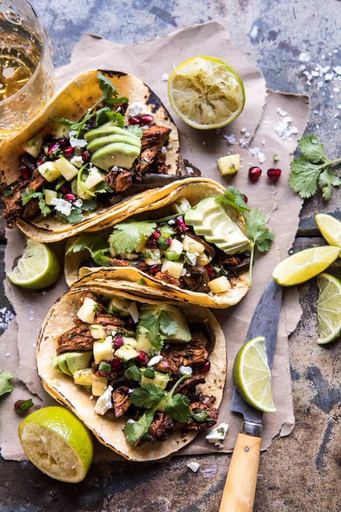 INSTANT POT SPICY PINEAPPLE CHICKEN TACOS.