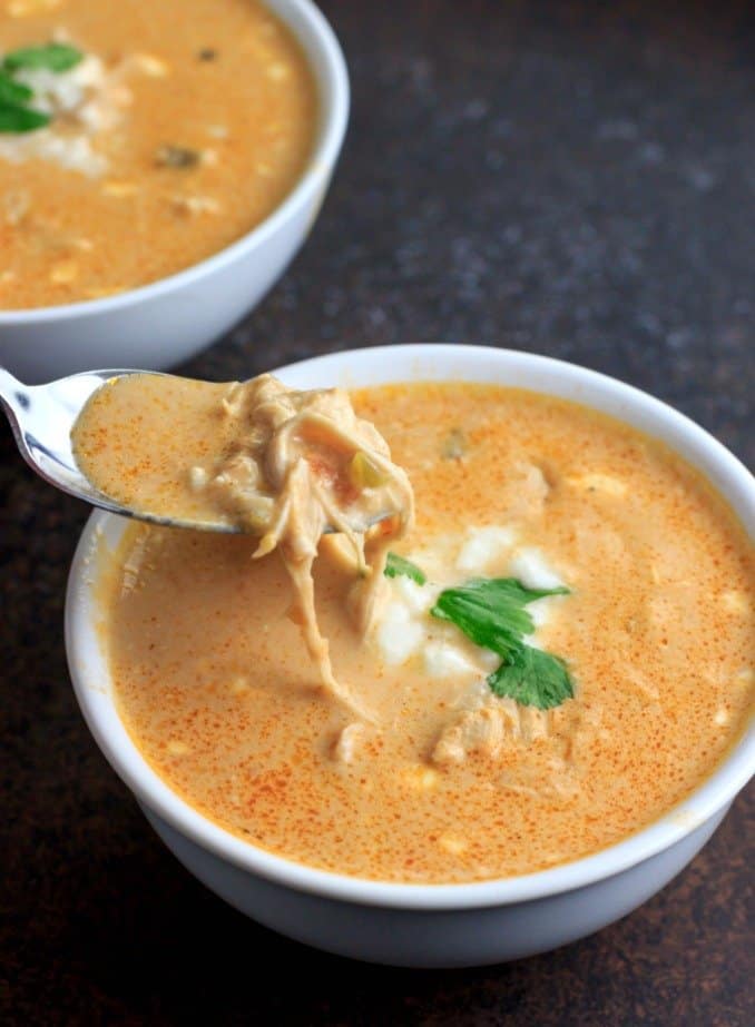 Low Carb Instant Pot Chicken Salsa Queso Soup.