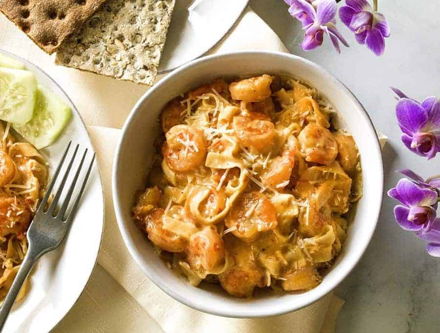 Low Carb Keto Creamy Shrimp Scampi.