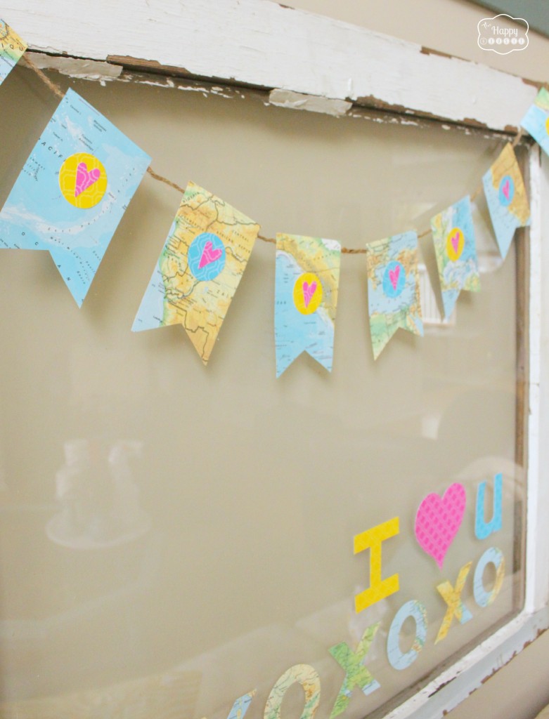 40+ Rustic Valentine’s Day Decoration to Bring in the Warmth 16 Map Heart Bunting and XOXO at The Happy Housie