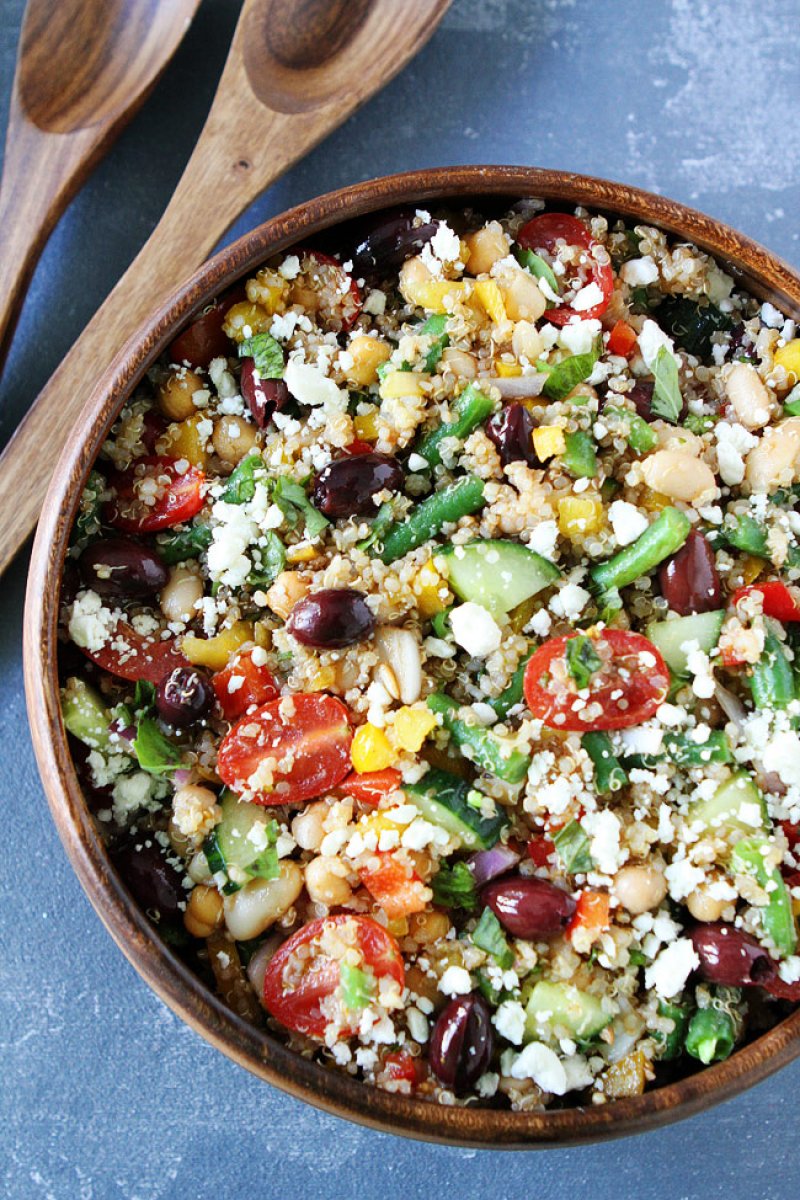 40 Salad Recipes for Summer that are Healthy and Fresh 28 Mediterranean Three Bean Quinoa Salad.