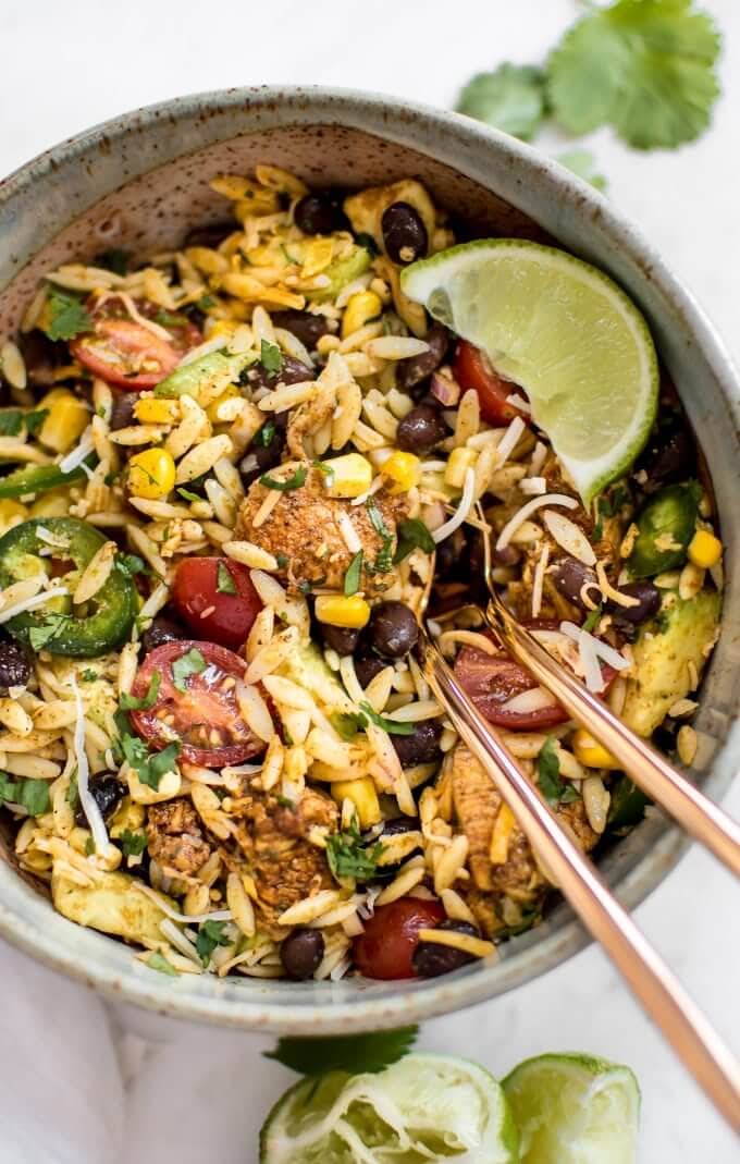 Mexican Chicken Salad with Orzo via Salt & Lavender