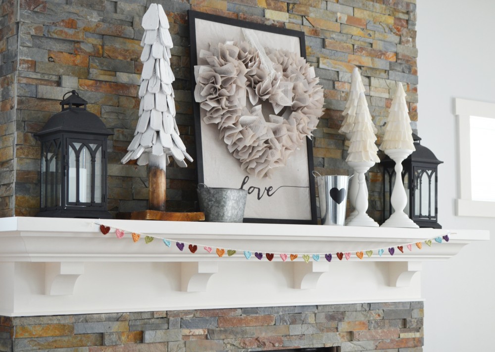 40+ Rustic Valentine’s Day Decoration to Bring in the Warmth 18 Neutral Valentines Mantel at The DIY Mommy