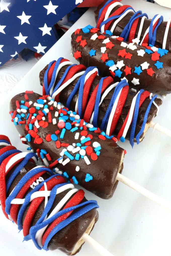 Red White and Blue Frozen Bananas