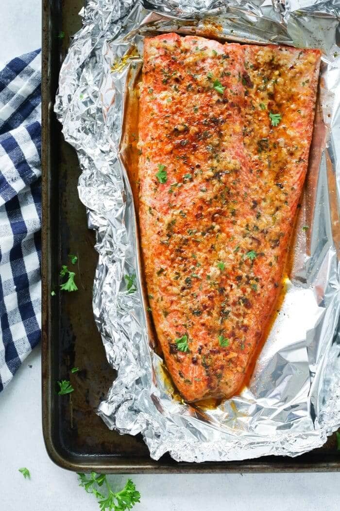 Spicy Butter Salmon in Foil Recipe via Primavera Kitchen