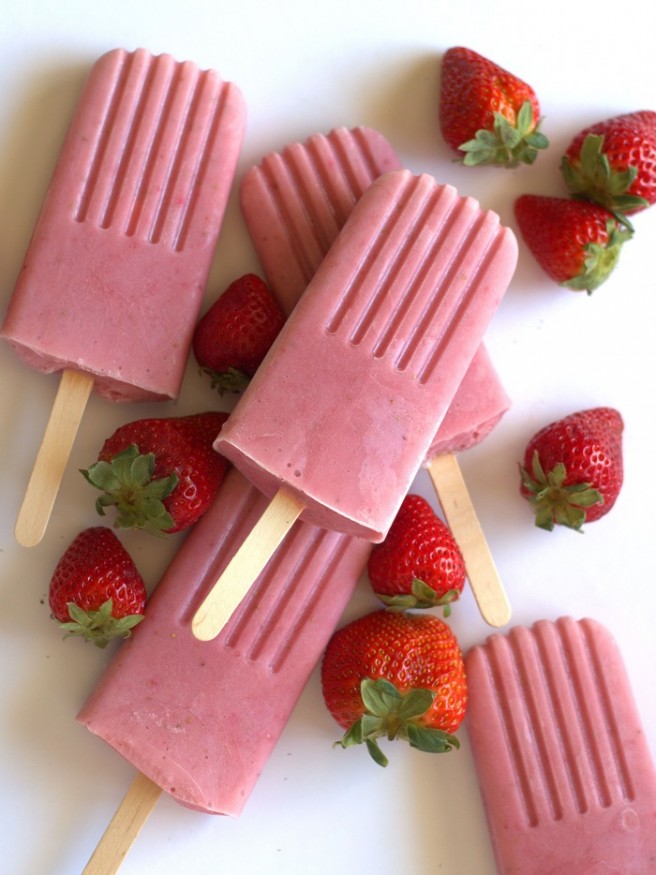 Strawberry Coconut Milk Pops by Connoisseurus Veg