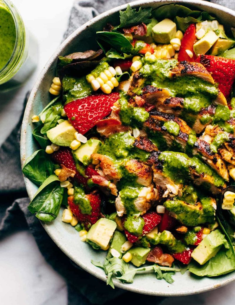 Summer Chipotle Chicken Cobb Salad with Cilantro Vinaigrette.