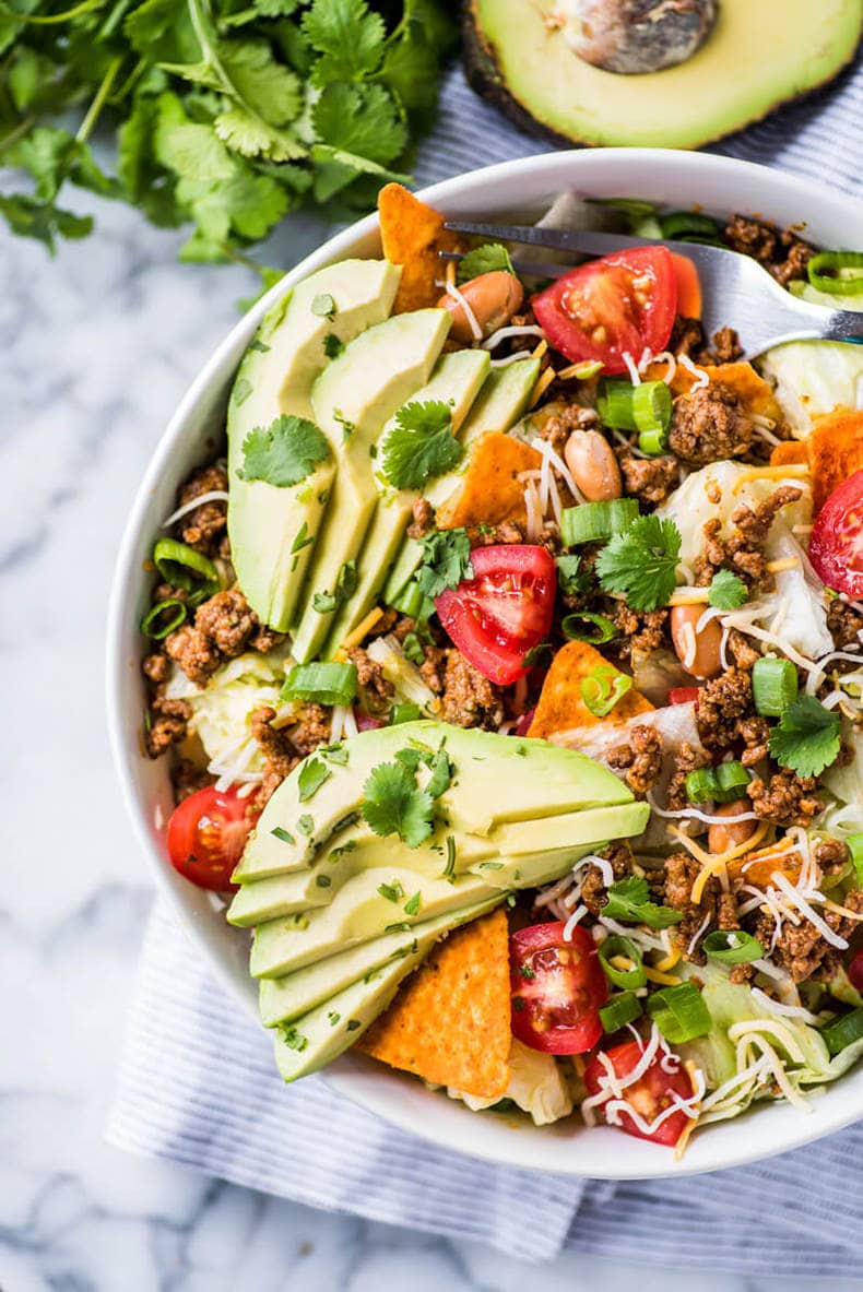 40 Salad Recipes for Summer that are Healthy and Fresh 38 The Best Taco Salad Recipe via Isabel Eats