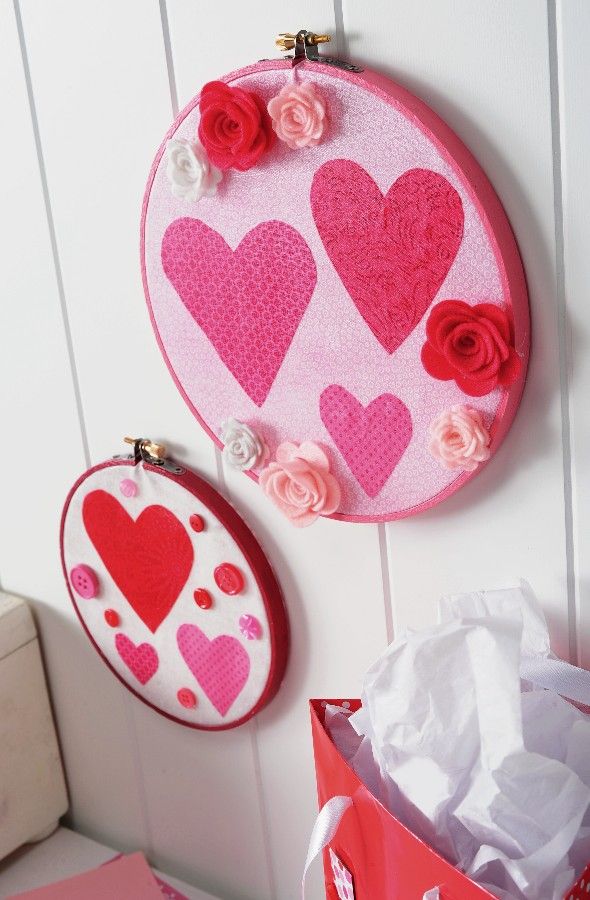 Valentine’s Day Embroidery Hoops.