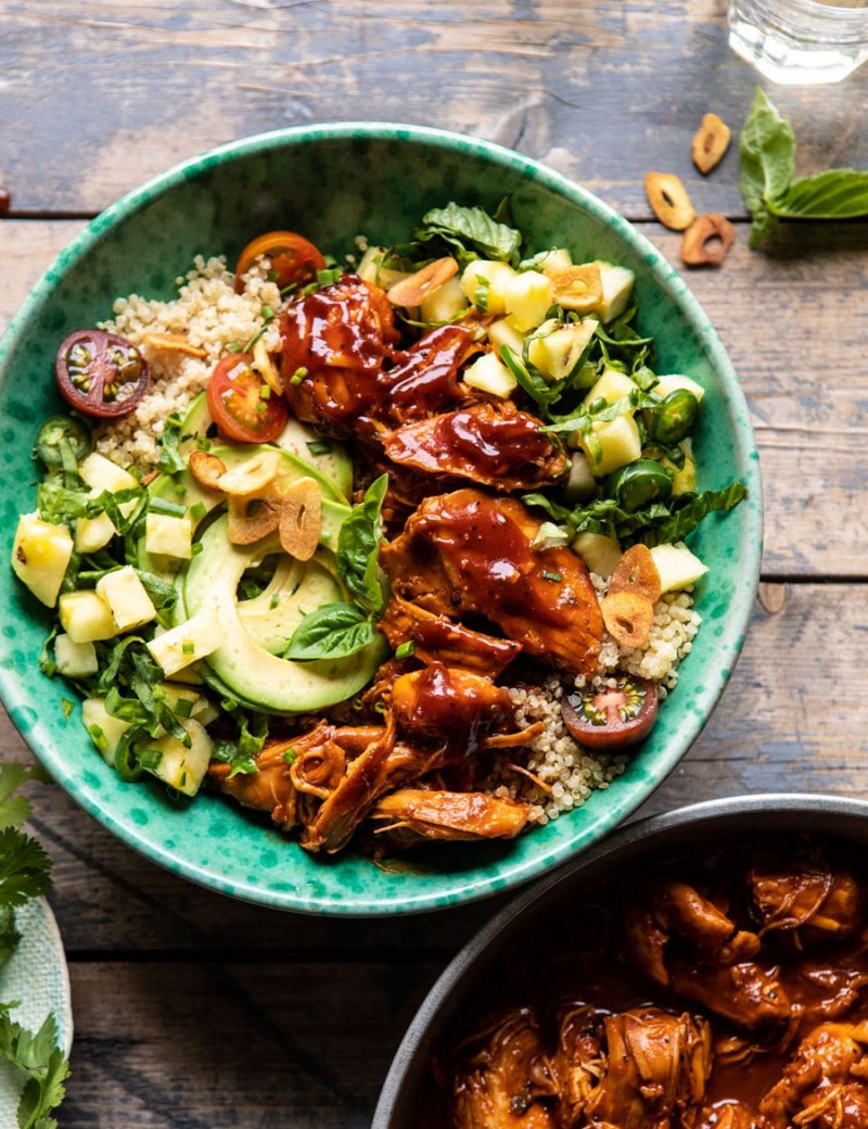 Weeknight Saucy Pineapple BBQ Chicken Bowls.