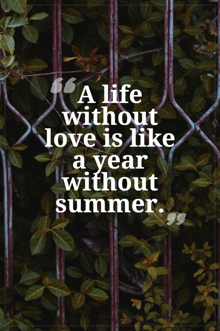 A life without love is like a year without summer.