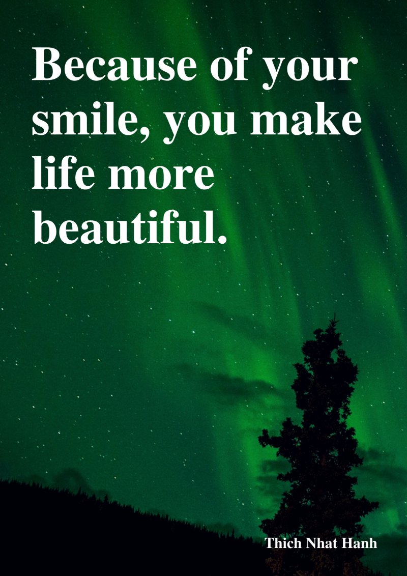 Because of your smile, you make life more beautiful Thich Nhat Hanh