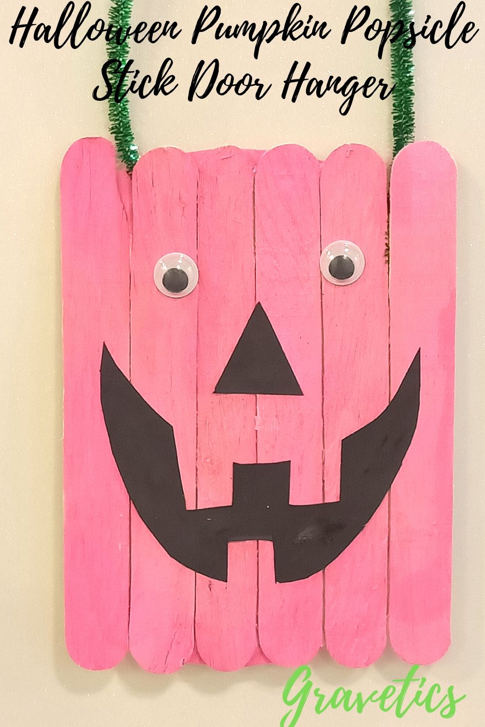 Halloween Pumpkin Popsicle Stick Door Hanger