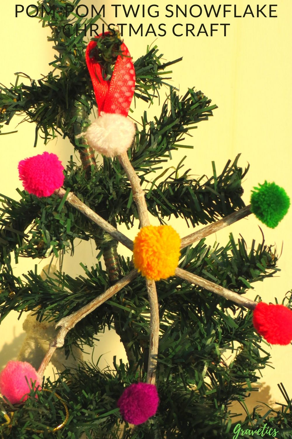Pom-Pom Twig Snowflake Christmas Craft