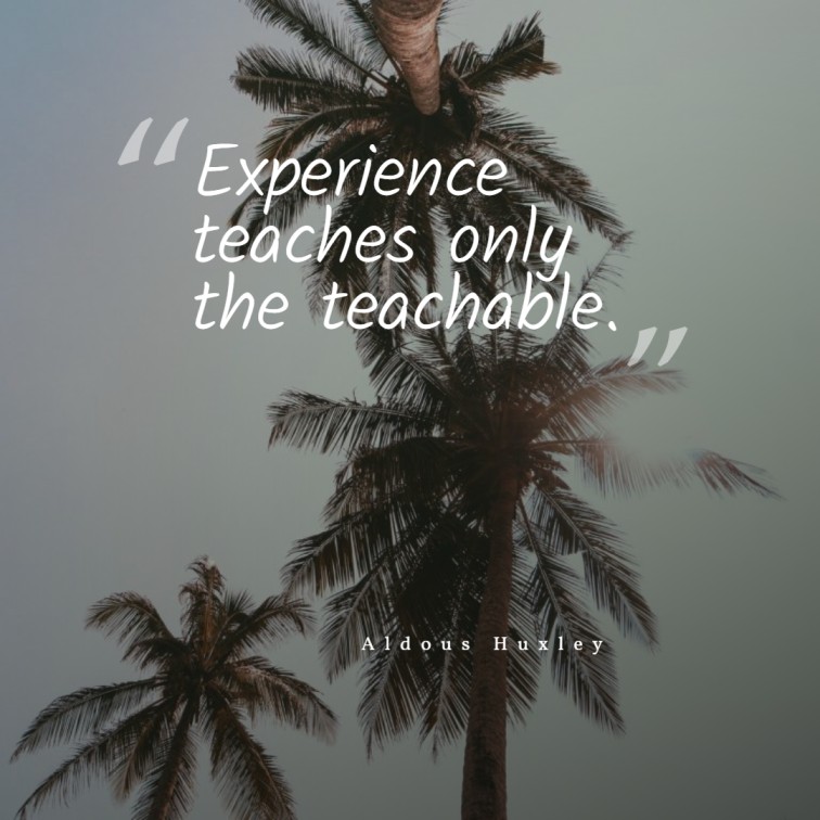 Experience teaches only the teachable. ― Aldous